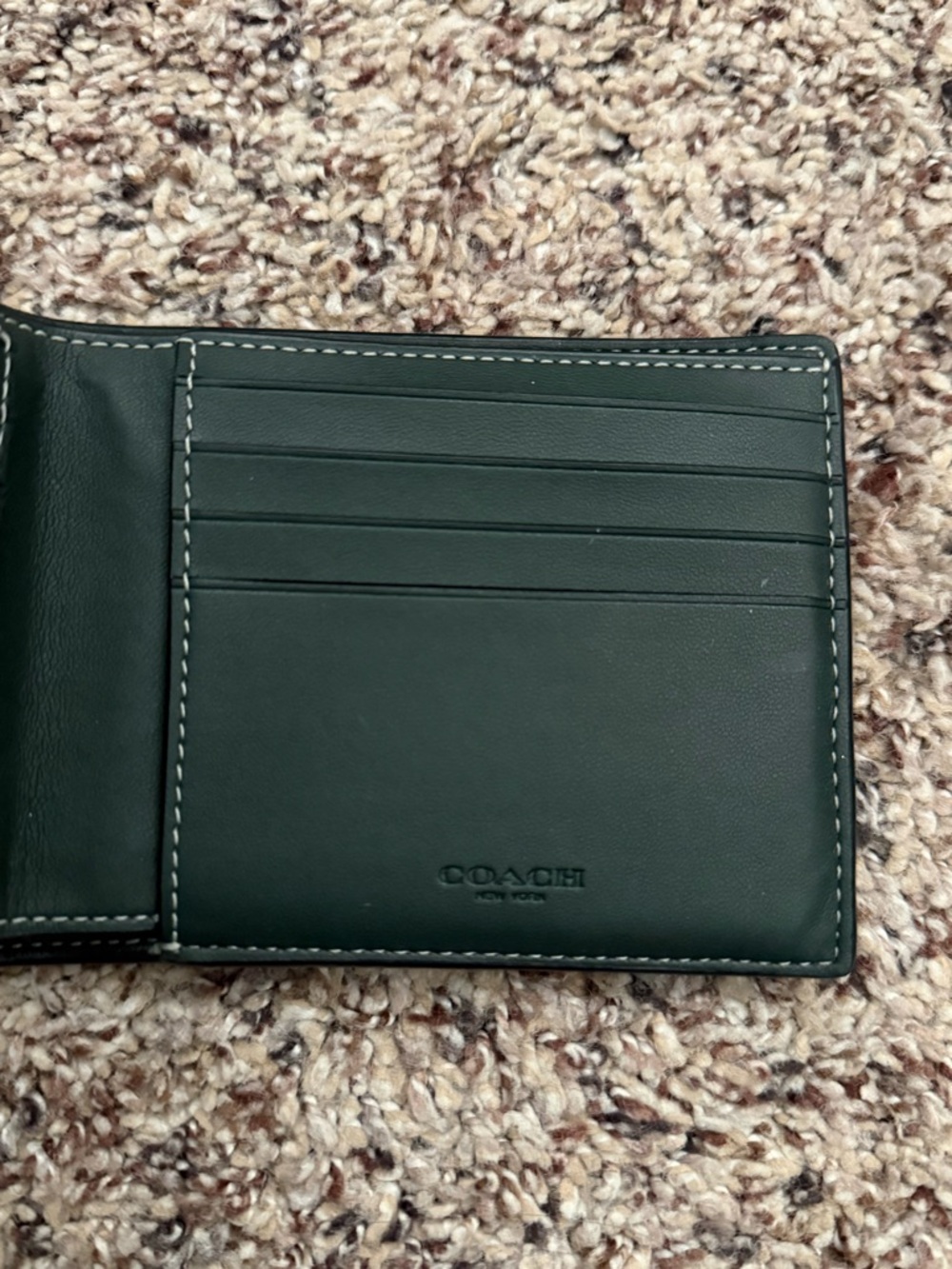 Men's Patterned Bi-Fold Wallet in Green and Brown COACH - Picture 2 of 6